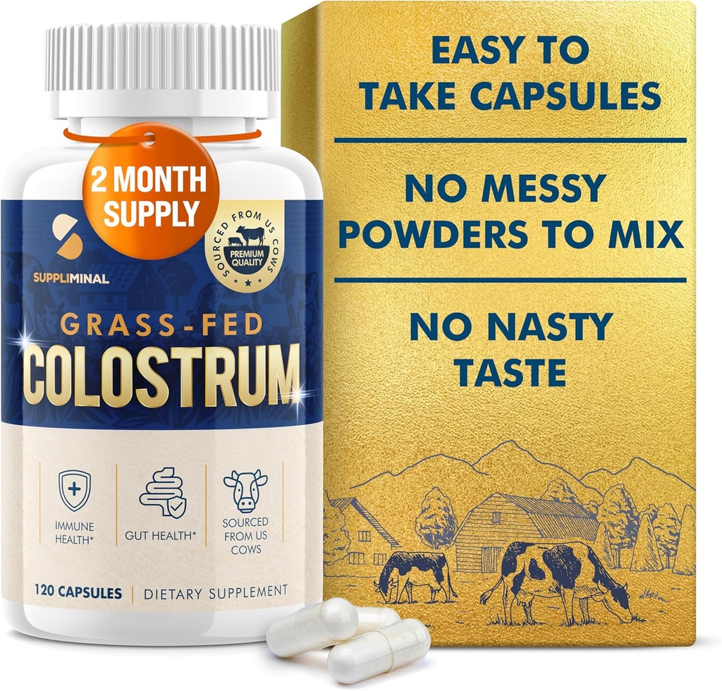 Colostrum Supplement 2 Måned Supply, Græs Fed Bovine Colostrum, Colostrum Powder Kapsler