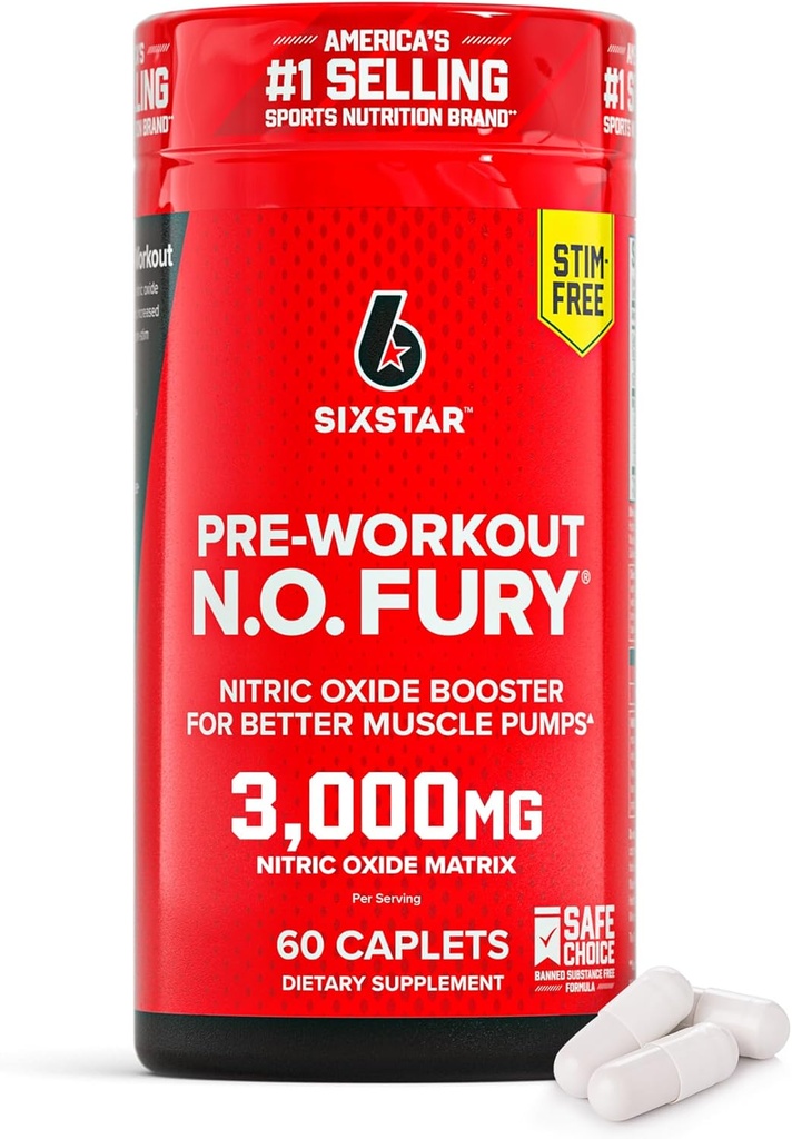 Six Star nitrogenoxid Kosttilskud til mænd og kvinder, Muscle Builder (60 Greve) - Nitrooxid Booster piller Muskelpumpe Pre Workout Supplement - Sport Nutrition til muskeltræning, Styrke og energi