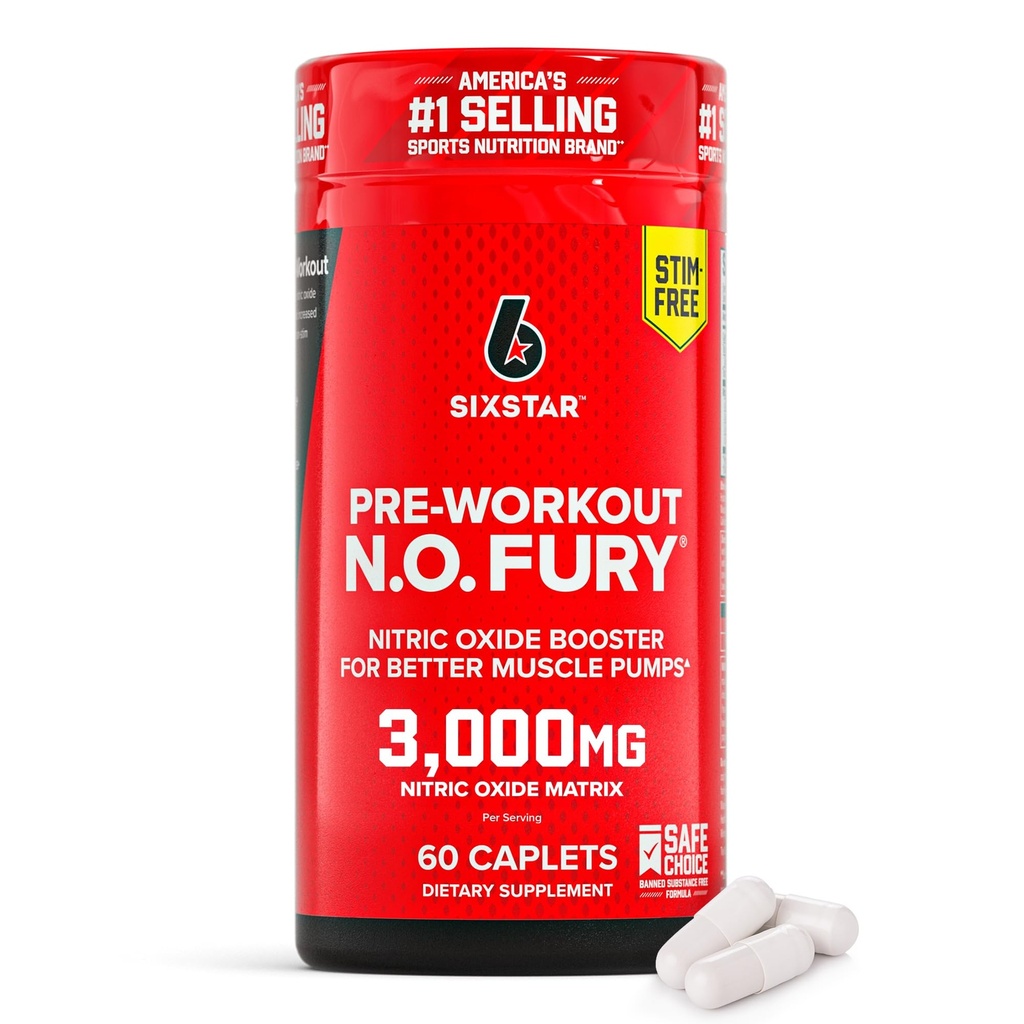 Six Star nitrogenoxid Kosttilskud til mænd og kvinder, Muscle Builder (60 Greve) - Nitrooxid Booster piller Muskelpumpe Pre Workout Supplement - Sport Nutrition til muskeltræning, Styrke og energi
