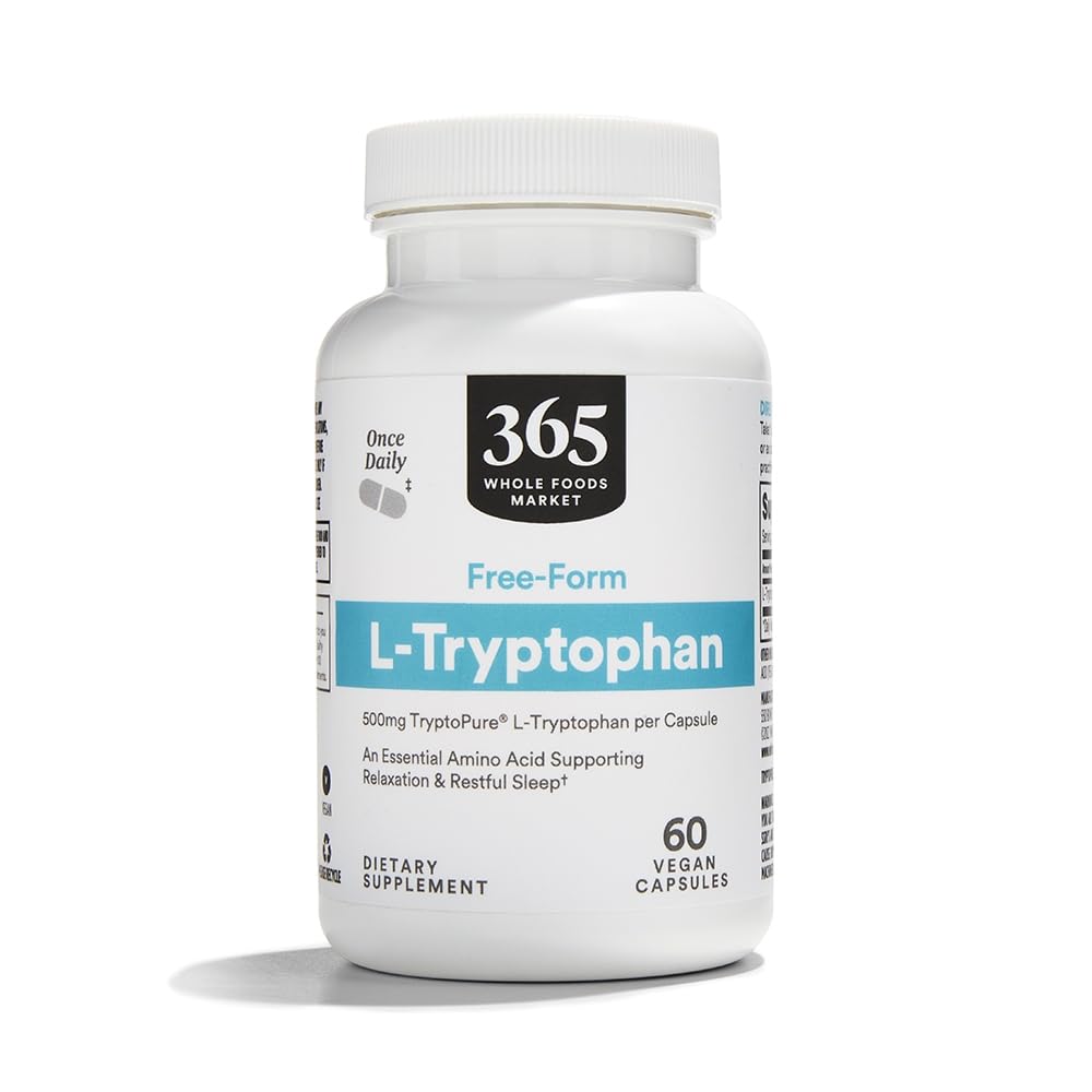 365 af Whole Foods Market, Free- Form L- Tryptophan 500 mg, Vegan, 60 kapsler