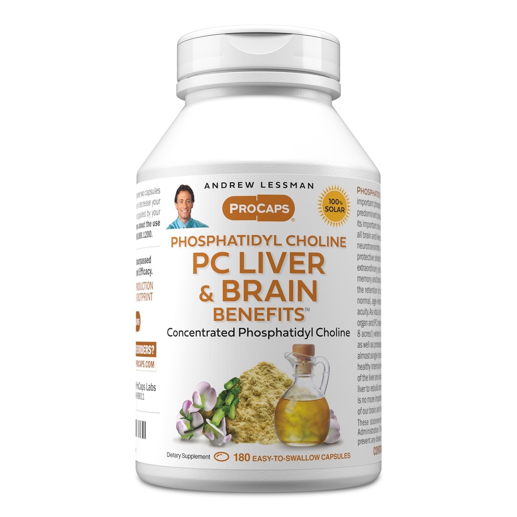 ANDREW LSSMAN PC Lever og hjerne fordele 180 Softgels - Phosphatidyl Cholin, Mest vigtige bygning blok for sunde lever og hjerne struktur, funktion. Ingen tilsætningsstoffer. Let at sluge Softels