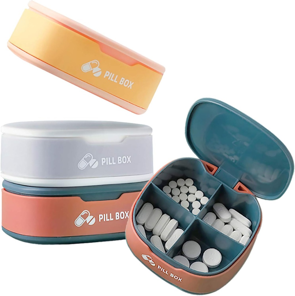 Pill Organizer Portable Pill Case Lille Pill Box til purse eller Pocket Daily Pill Box Organizer 4 gange om dagen for vitaminer medicin supplement (3 PCS)