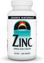 Source Naturals Zink, Aminosyrechelat - Kosttilskud - 50 mg - 250 tabletter