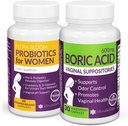 Spar 10% på Feminin Wellness Bundle - Boric Acid Suppposites & Vaginal Probiotika til pH Balance & Intimate Care