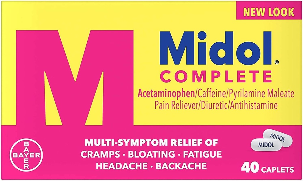 Midol komplet menstruationssmerteløse kapsler med Acetaminophen til menstruationssymptomlindring - 40 greve (pakning med 3)