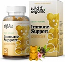 Wild & Organic Immunity Support Gummies - Elderberry 1000mg & C-vitamin 500mg - Naturlig immunforsvar supplement - Vegansk Immunity Gummies med C-vitamin Zink - 60 Greve