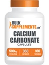 Bulk Supplements.com Calcium Carbonat Kapsler - Calcium Carbonat Supplement, Calcium Carbonat 500mg - Calcium Supplement, Gluten Free, 2 Kapsler pr Servering, 360 Kapsler (pakning med 1)