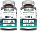 Amazing Formulas DHEA Supplement: 124; 100 Mg pr Servering: 124; 120 tabletter: 124; Non- GMO: 124; Gluten- fri: 124; Fremstillet i USA; 124; (pakke med 2)