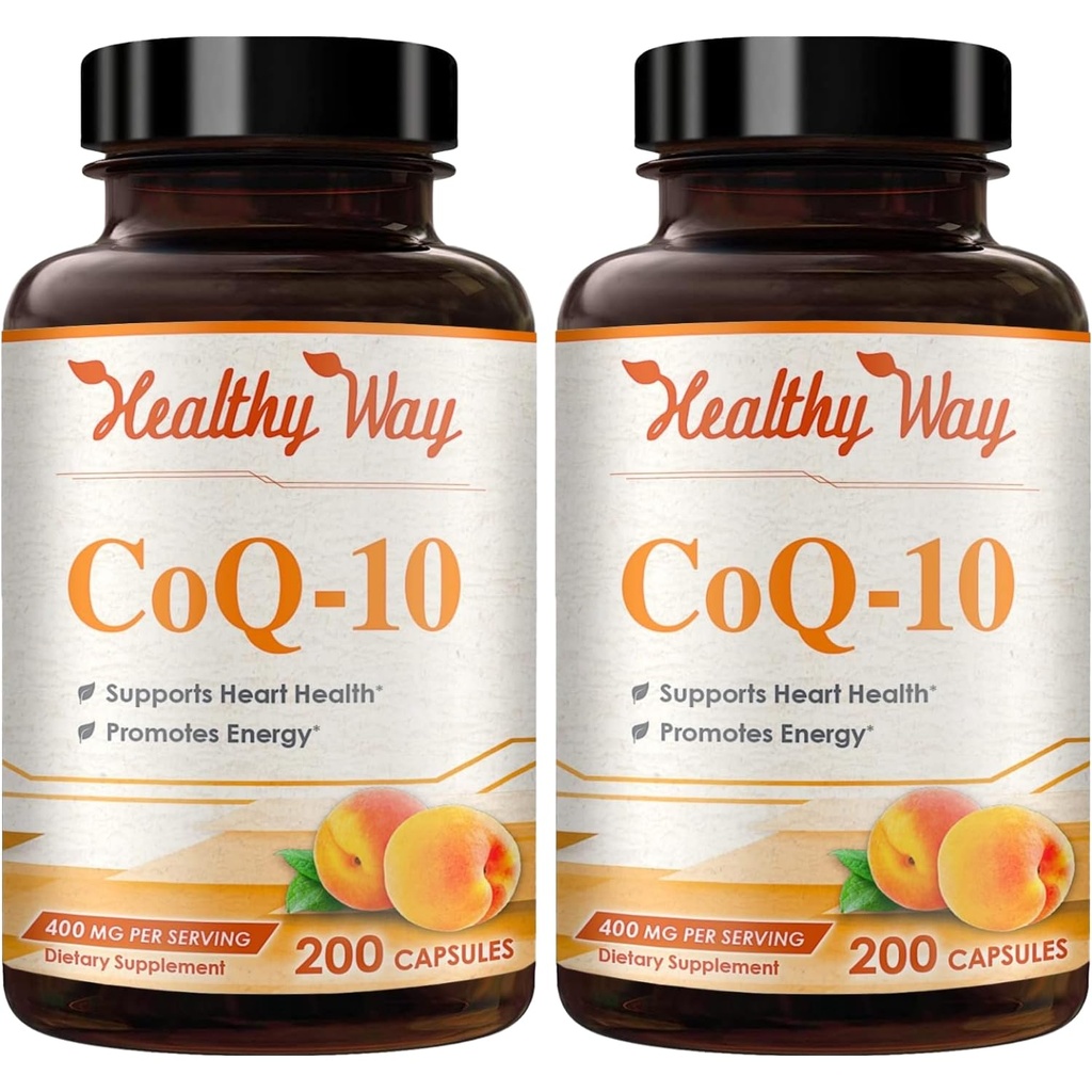 Coenzym Q10 400mg CoQ10 Supplement - En gang daglig Coq 10 400mg Powder Capsules for Sund Heart Antioxidant and Energy Support - Non- GMO Quick Absorption Ubiquinone Q10 Coenzym (200 Servere)