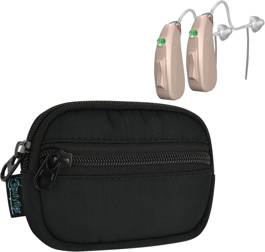 Beautyflier Hearing Aid Pouch, Hearing Aid Case Pocket Størrelse, Hearing Forstærker Carriing opbevaring Bag, Cochlear Implantat Tilbehør, Høreapparat Mini Wallet Purse (sag kun)