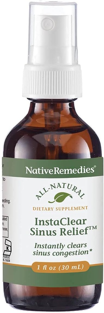 Indfødte retsmidler InstaClear Sinus Relief - Alle naturlige herbal supplement til klar, sund sinus under farver, allergier eller hay feber - 29 ml
