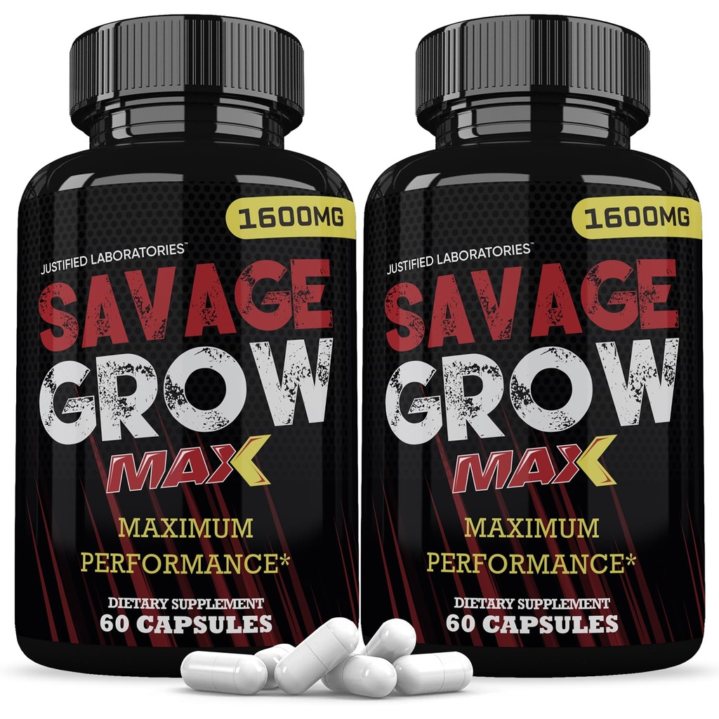Justified Laboratories (2 Pack Savage Grow Max 1600MG Advanced Men 's Heath Formel 120 Kapsler