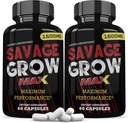 Justified Laboratories (2 Pack Savage Grow Max 1600MG Advanced Men 's Heath Formel 120 Kapsler