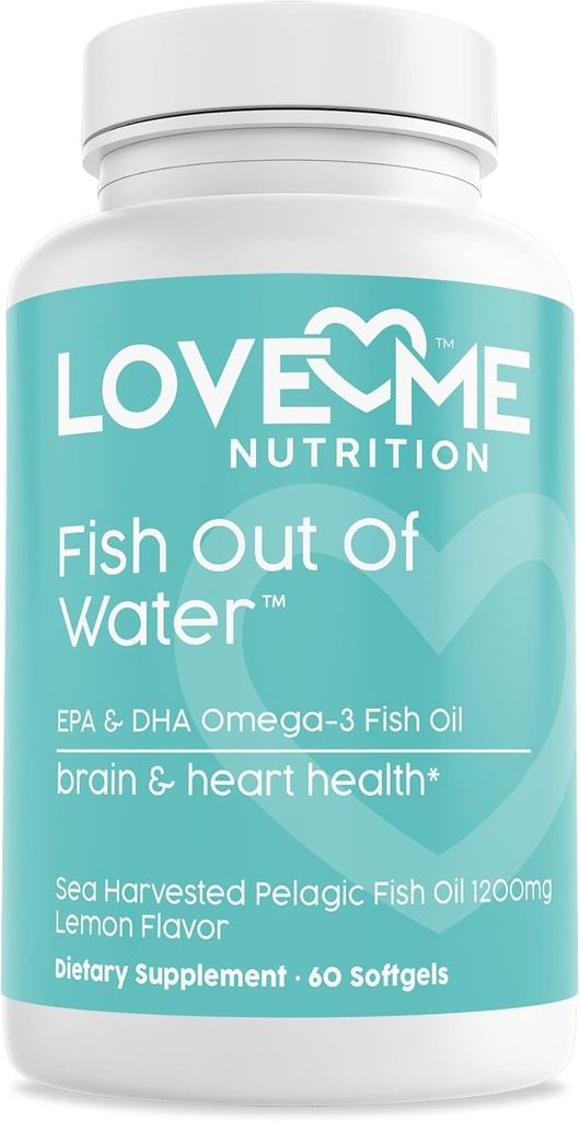 Fish Oil Omega 3 Supplement - Burpless & Supports Heart Health (60 Servere) - EPA & DHA Omega-3 Fedtsyrer Brain, Eye, Hud & fælles sundhed - Natural, Fish Oil Capsules