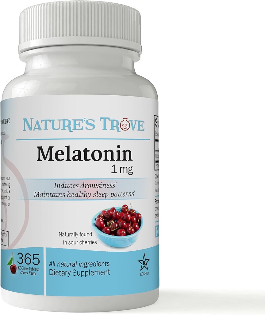 Melatonin 1mg by Nature 's Trove - 365 EZ- Chew Tablets Cherry Flavor