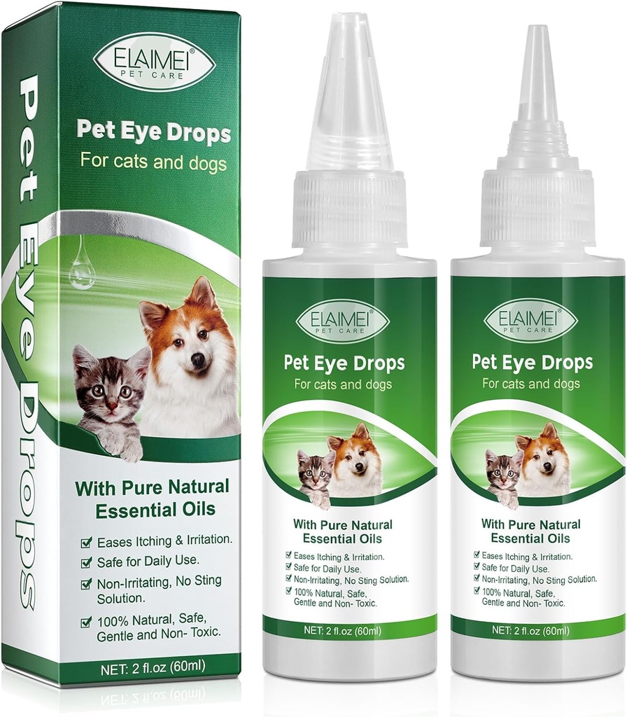 Eye Drops til hunde og katte, genert Formel hund øjendråber, Flush & Soothe Eye irritationer understøtter øjne infektion Relief Eye Cleaner, - Pet Eye Gentle Care Supplement Katte Drops til øjne - 4.04 fl oz