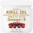 Antarktiske krill Oil Supplement, Rich in Omega- 3s EPA, DHA & Astaxanthin, 1000mg Per Serving, Supplement for hjerte og immunitet, 300 Soft- Gels