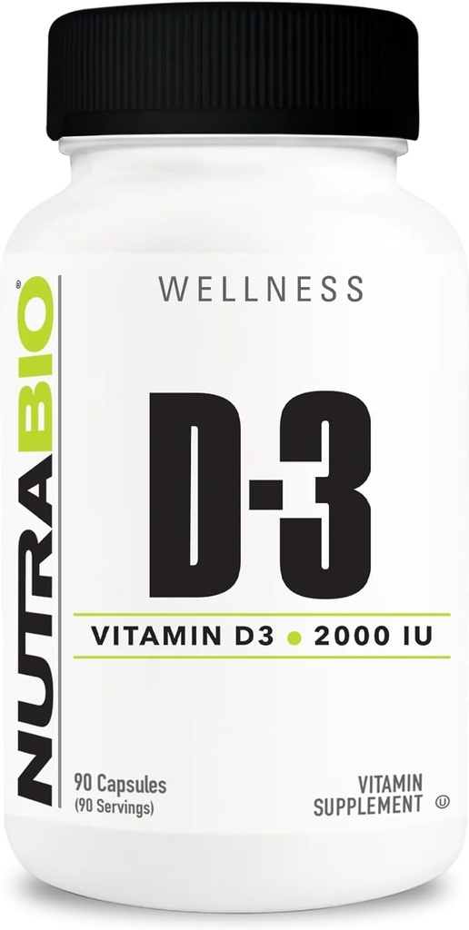 NutraBio D-vitamin (2000 IE), immuntilskud - 90 vegetabilske kapsler
