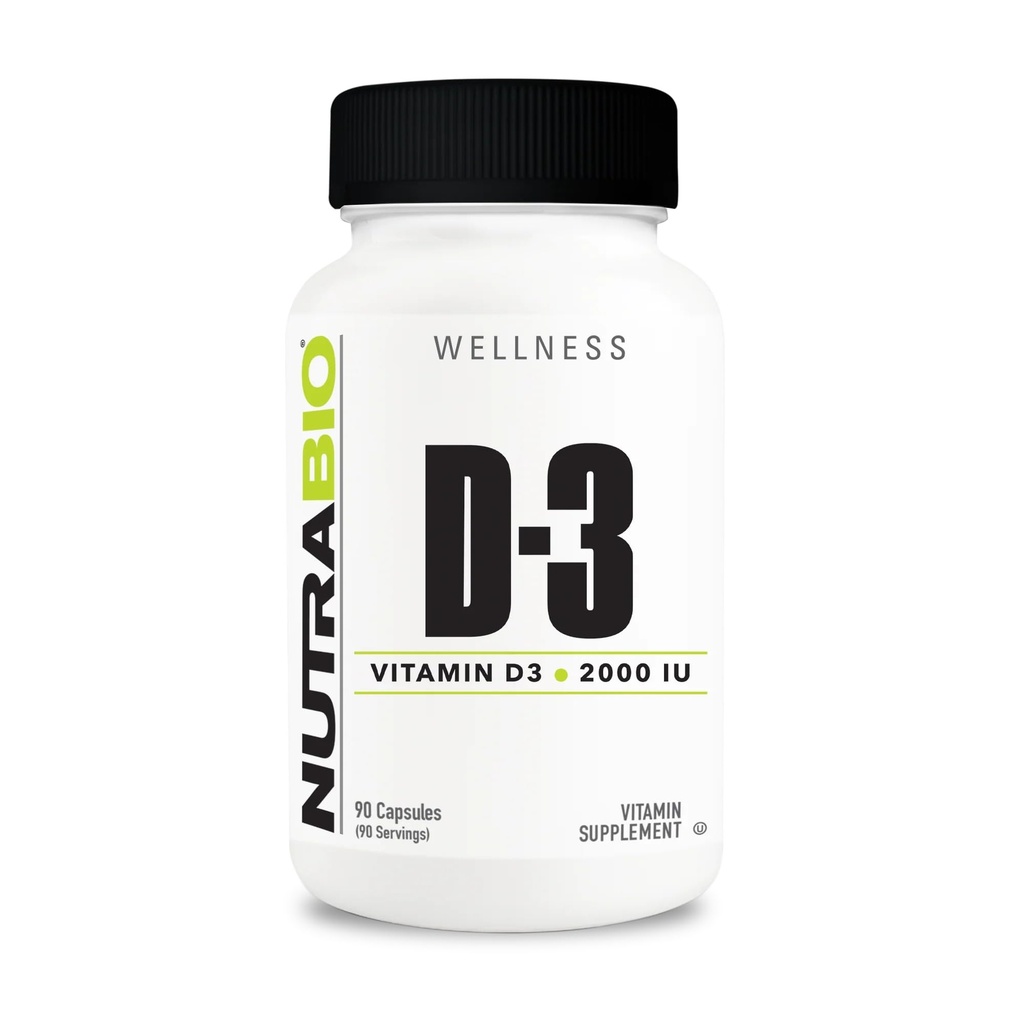 NutraBio D-vitamin (2000 IE), immuntilskud - 90 vegetabilske kapsler