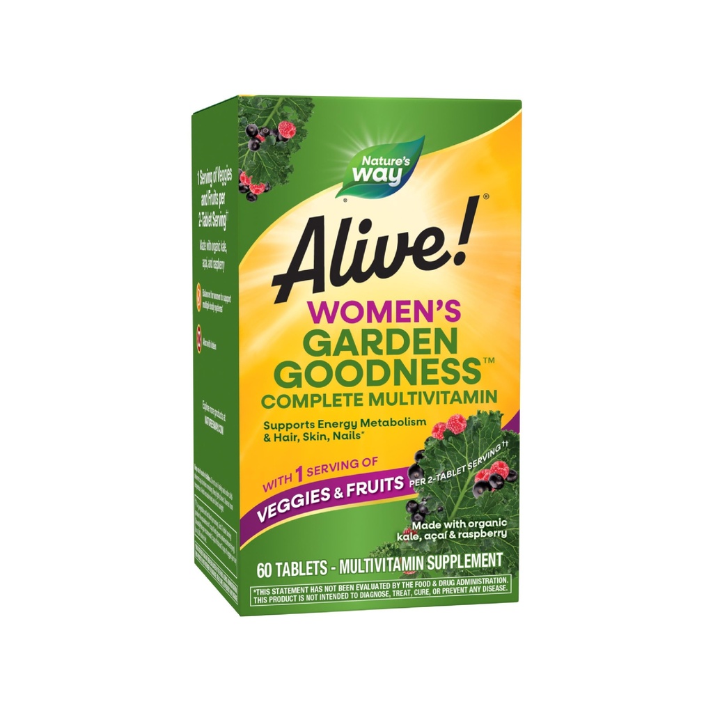 Naturen er i live! Garden Godhed Multivitamin til kvinder, Høj Potens B- Vitaminer til støtte Cellular Energy *, 1 Servering Veggies & Frugter * *, 60 tabletter