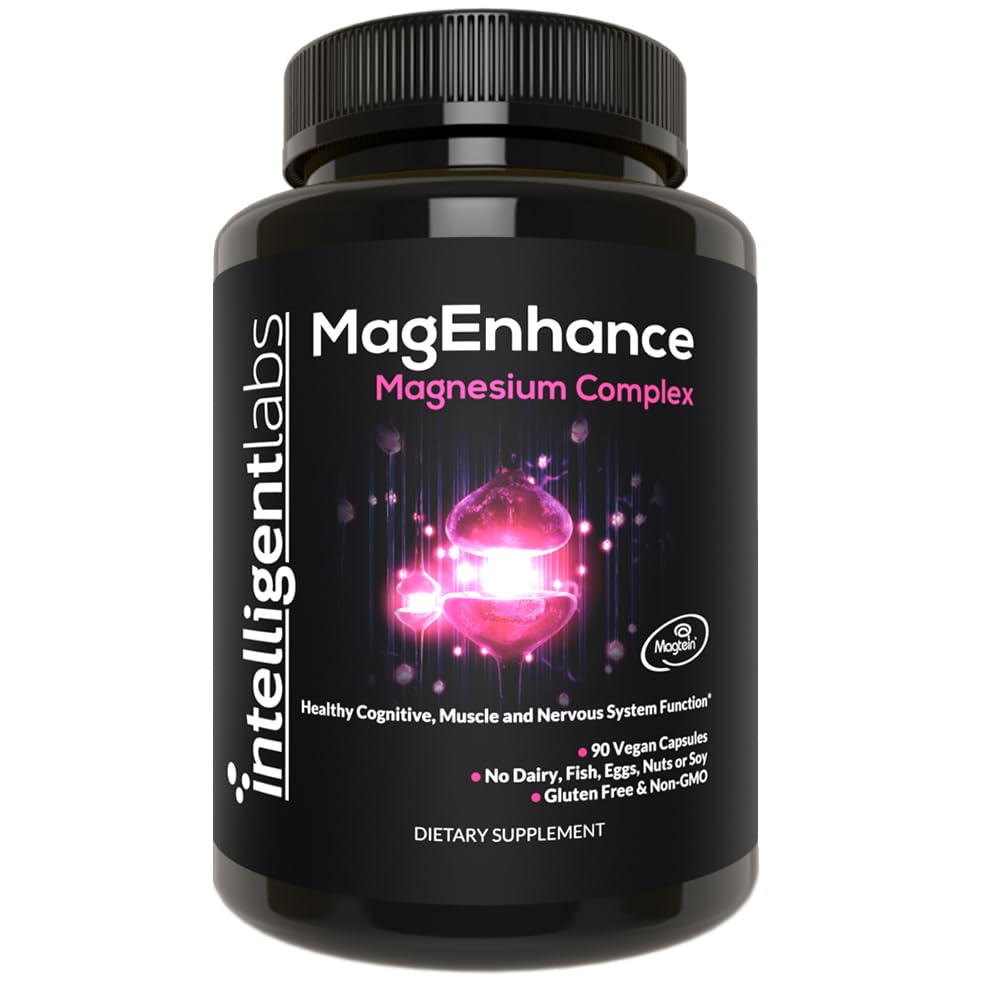Intelligente Labs Magenhance Magtein Magnesium Complex Supplement L- Threonat med Magnesiumglycinat og Taurat, 90 kapsler
