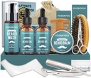 Beard Kit, Beard Grooming Kit til mænd W / Straight Razor, 2 PACK Beard Oil, Wash, Balm, Brush, Comb, Saks Herre Fødselsdag Julegaver til mænd Kæreste Mand Mand Beard Trimming Barbering Kit