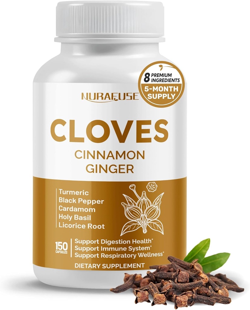 Cloves Cinnamon Ingefær - Support fordøjelse Sundhed, Immunsystemet, Luftveje Wellness - Made and Tested i USA