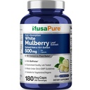 NusaPure White Mulberry Leaf Extract 10: 1 Extract, 500 mg Tilsvarende 5000mg 180 Veg Caps (Vegan, Non GMO Bioperine)