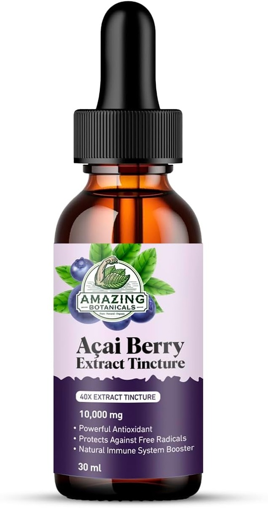 Amazing Botanicals Acai Berry Tincture 10.000 mg - 1oz - Premium antioxidant supplement, Great Addition til dine smoothies - 30ml