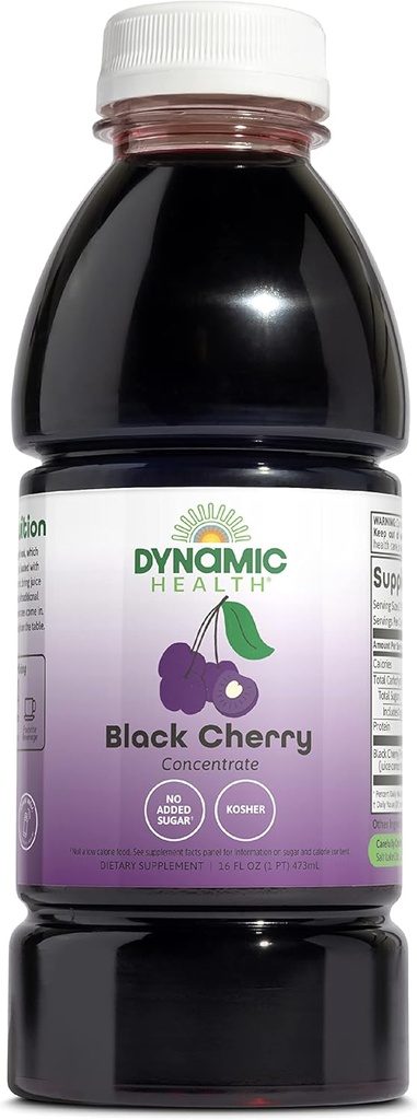 Dynamisk sundhed 100% Pure Black Cherry Juice koncentrat, Ingen tilsætningsstoffer, Antioxidant supplement, Urinary Tract & fælles støtte, 16 Fl oz