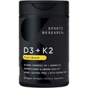 Sports Research ® Vitamin D3 + K2 w / Kokosolie - Vegansk D-vitamin 2500iu (62,5 mcg) & Mk7 Vitamin K 100mcg for ben & immunforsvar - Vegan Certified · Non- GMO · Soy Free - 60 Softgels