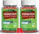 Magnesium Glycinat Gummies 600mg, Magnesium Gummies for Women & Men, med Magnesium L- Threonate 300mg, CoQ10 og Black Pepper, Vegan (120 Tæl)