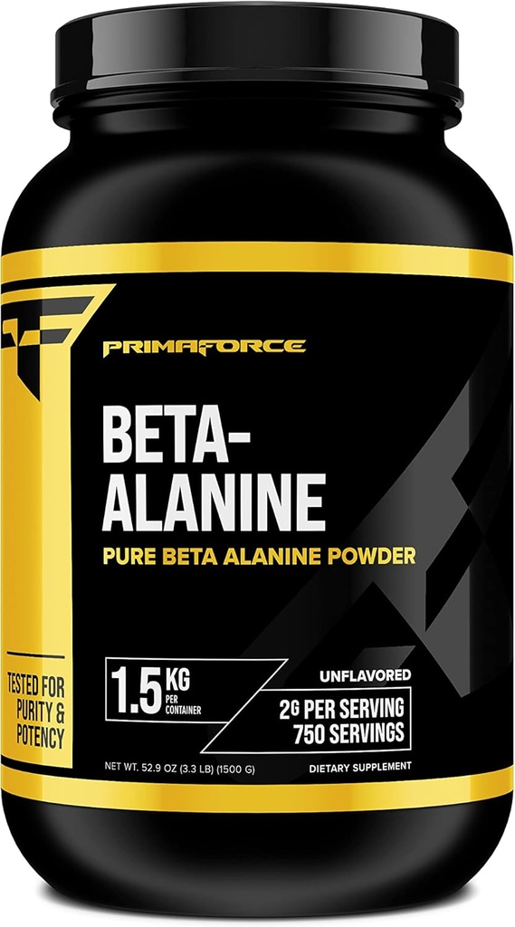 Primaforce Beta alanine Powder, Unflavored, 1,5 kg - Gluten Free, Non- GMO supplement for mænd og kvinder