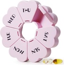 MOLN HYMY Stor Ugentlig Pill Organizer, Girly Pill Box 7 Dag, Lilla Pink Daglig Vitamin Holder for Fish Oil / Medicin / Kosttilskud
