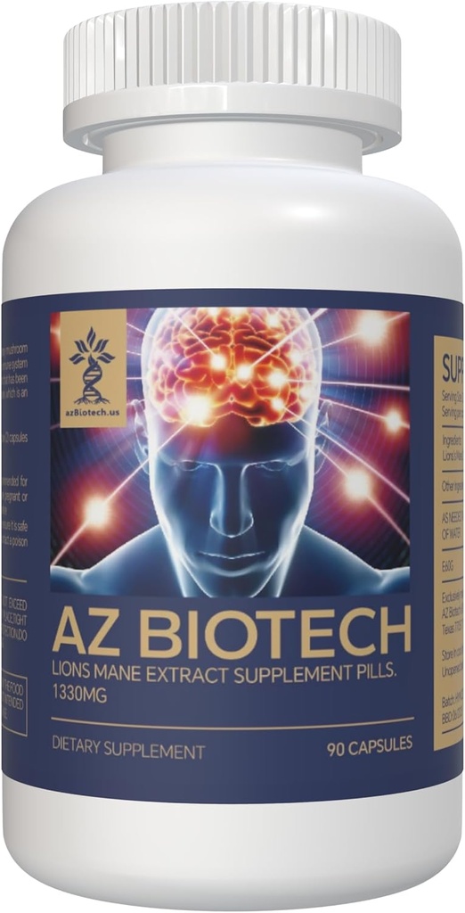 Lions Mane Mushroom Extract, Cognition Capsules (90 Kapsler) Lions Mane Mushroom Powder Extract, Brain Supplement, Brain Vitaminer, Focus Supplement