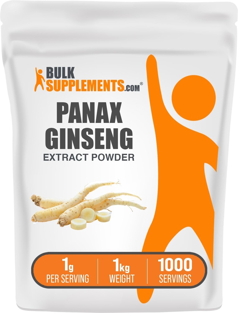 BulkSupplements.com Ginseng Root Extract Powder - Panax Ginseng Supplement, Herbal Supplement - Vegan & Gluten Free, 1g per Serving, 1kg (2,2 lbs) (Pack of 1)