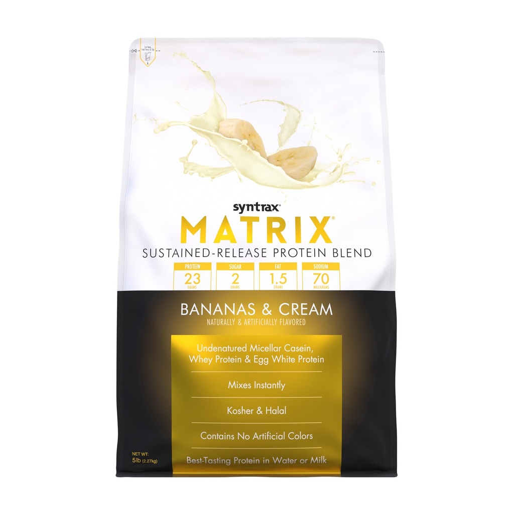 Syntrax Nutrition Matrix Protein Powder, Sustained- Release Blend, Bananer & Cream, 5 lbs.