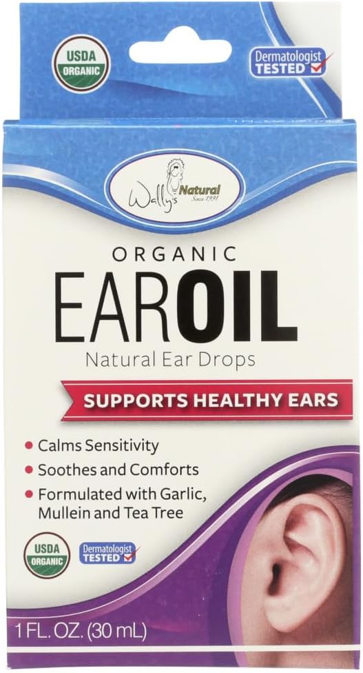 Wally 's Natural Products, Organic Ear Oil med hvidløg og Mullein, 1 fl oz - 2pc