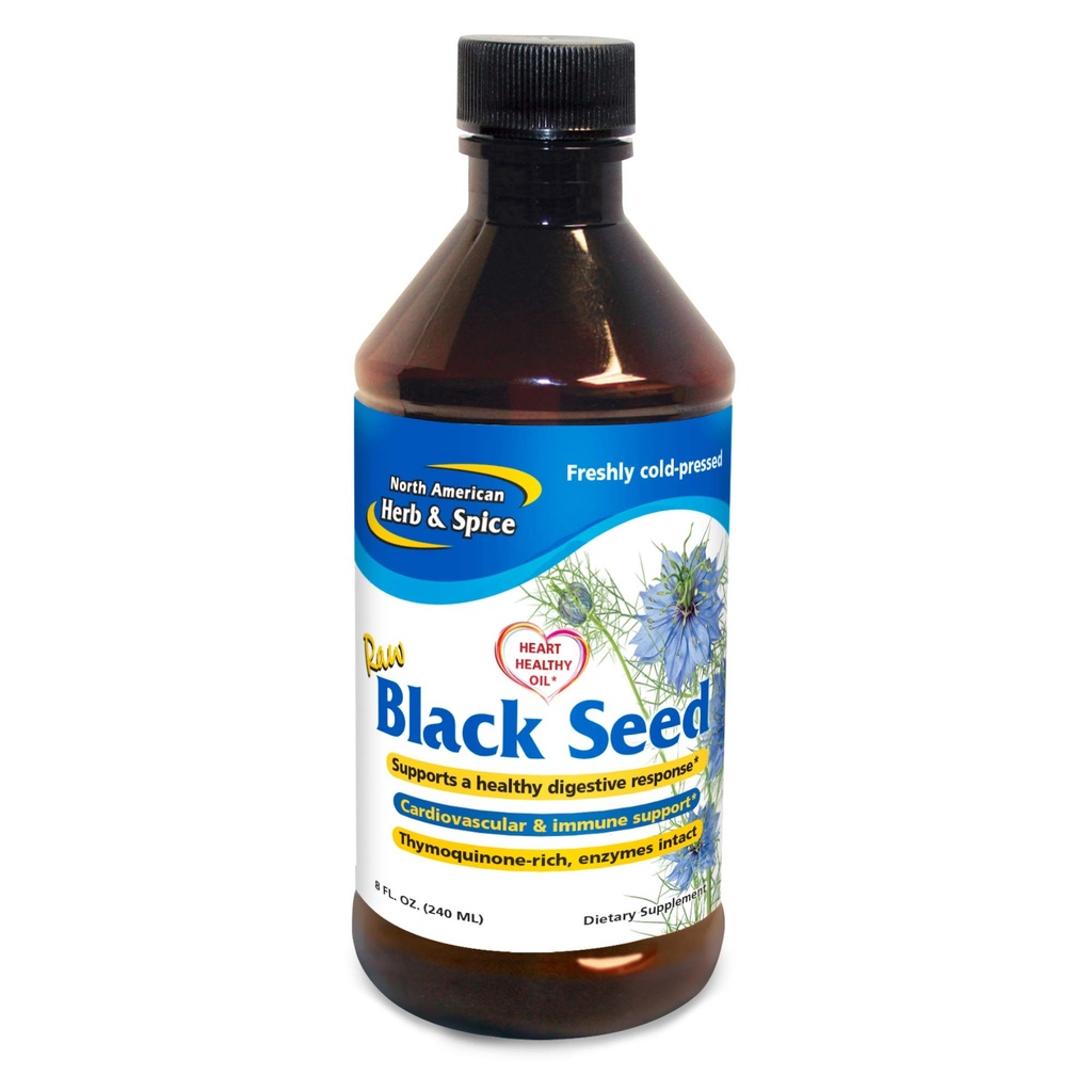 Nordamerikanske Herb & Spice Black Seed Oil - 8 fl. oz. - Kardiovaskulær, fordøjelig & immunforsvar - Indeholder Wild, Mediterranol P73 Oregano Oil - Non- GMO - 48 Total Servering