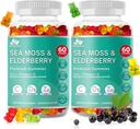 BIO VITALICA Sea Moss Gummies Elderberry BioVitalica - Vitamin C D + Zink - Irish Seamoss Vegan Gummy med Sea Moss Gel & Powder for Immunity, Detox - for voksne og børn (2Packs)
