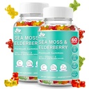 BIO VITALICA Sea Moss Gummies Elderberry BioVitalica - Vitamin C D + Zink - Irish Seamoss Vegan Gummy med Sea Moss Gel & Powder for Immunity, Detox - for voksne og børn (2Packs)