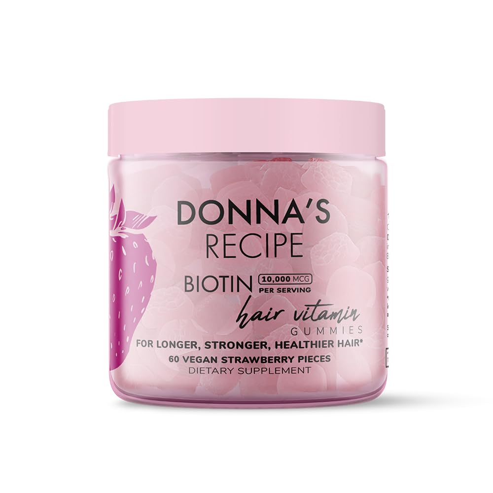 Donna 's Opskrift af Tabitha Brown against 124; Vegansk Jordbær Biotin hår, Hud & Nails Gummies - 10.000 mcg Biotin, Clean, Non- GMO, Gluten- fri, 60 Gummies