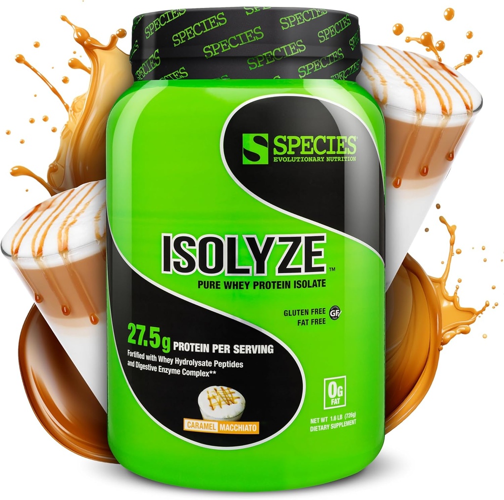 Art Nutrition Isolyze Whey Protein Powder, 100% Whey Isolate for Muscle Building, 27.5g Protein Per Scoop, No Sugar & Low Fat (Caramel Macchiato, 22 Servere)