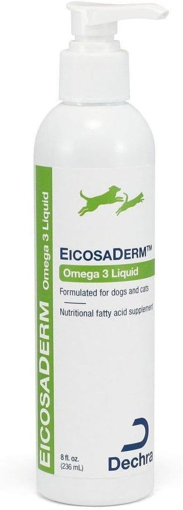 Dechra Eicosaderm Omega 3 Flydende til hunde og katte - Nutritional Fatty Acid Supplement, 8 Fl Oz (pakke med 1)