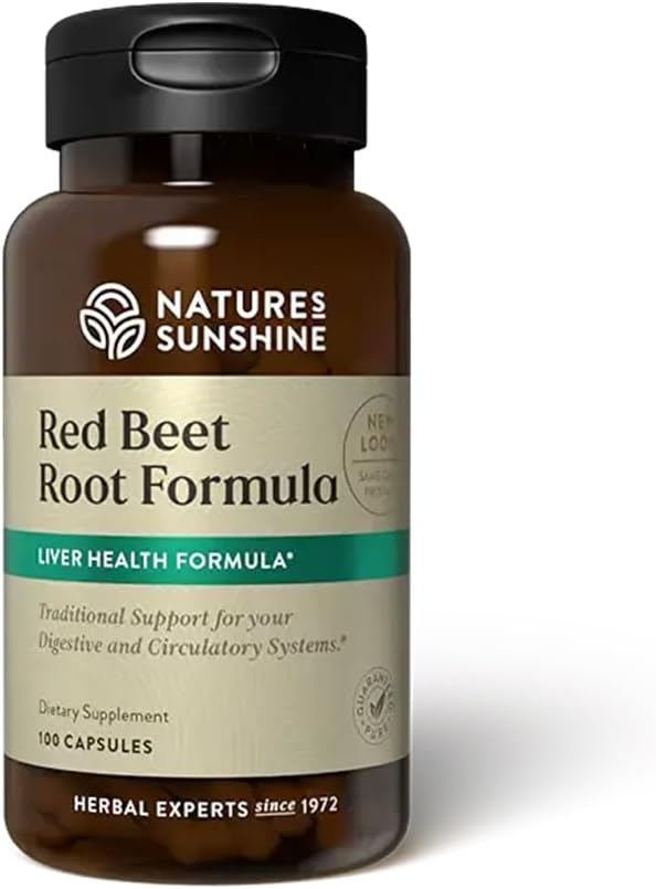 Nature 's Sunshine Red Beet Root Formel, 100 Capsules Measures 124; Giver Vital Nutrients, Understøtter Glandular System, og Great for Fasting