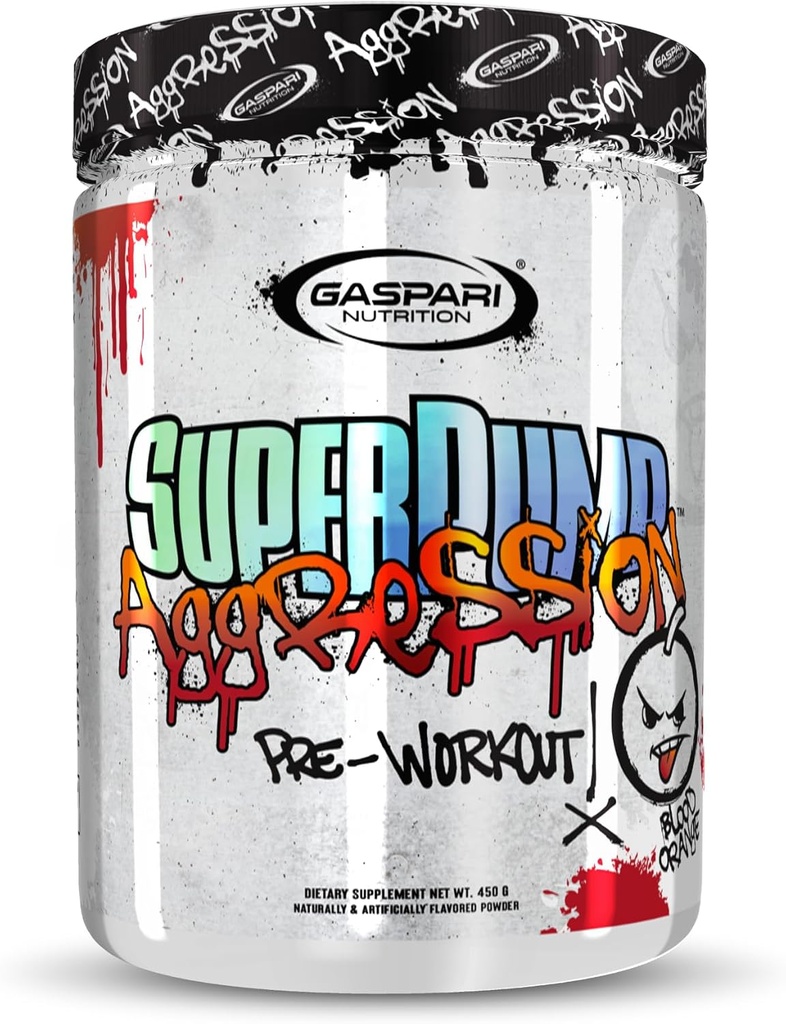 Gaspari Nutrition SuperPump Aggression Pre- Workout: Energi, Fokus, Endurance og Inddrivelse, med Creatin og Koffein (25 Servere, Blod Orange)