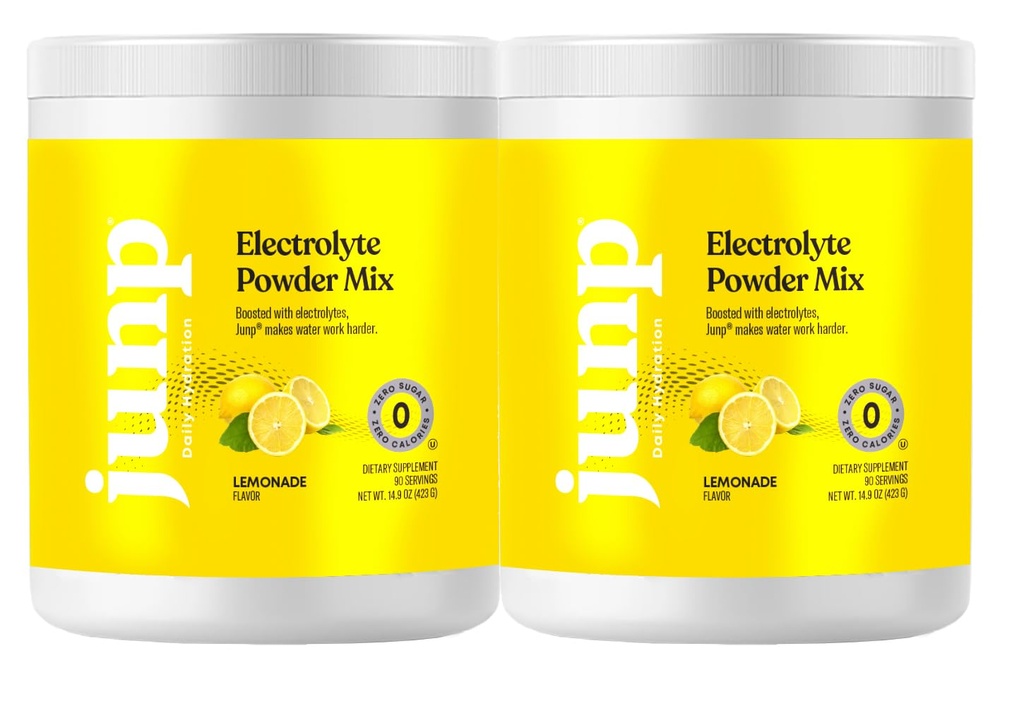 JUNP Electrolytes Powder No Sugar No Carbs - Fresh Squeezed Lemonade Drink Mix - Kalium & Salt Electrolyte Hydration Powder Zero Calorie Sugar Free Electrolyte Powder, Keto Friendly, 180 Servering