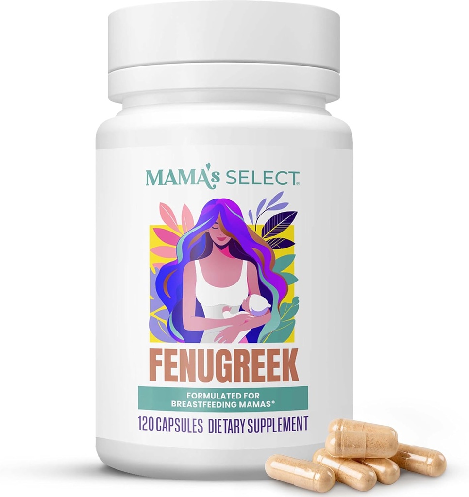 Mama 's Select Organic Fenugreek Capsules - Natural Herbal Amning Supplement til Boost Milk Supply, Vegansk fordøjelsesmedicin, Allergen- Free & Non- GMO, USA- Made for Amning Moms