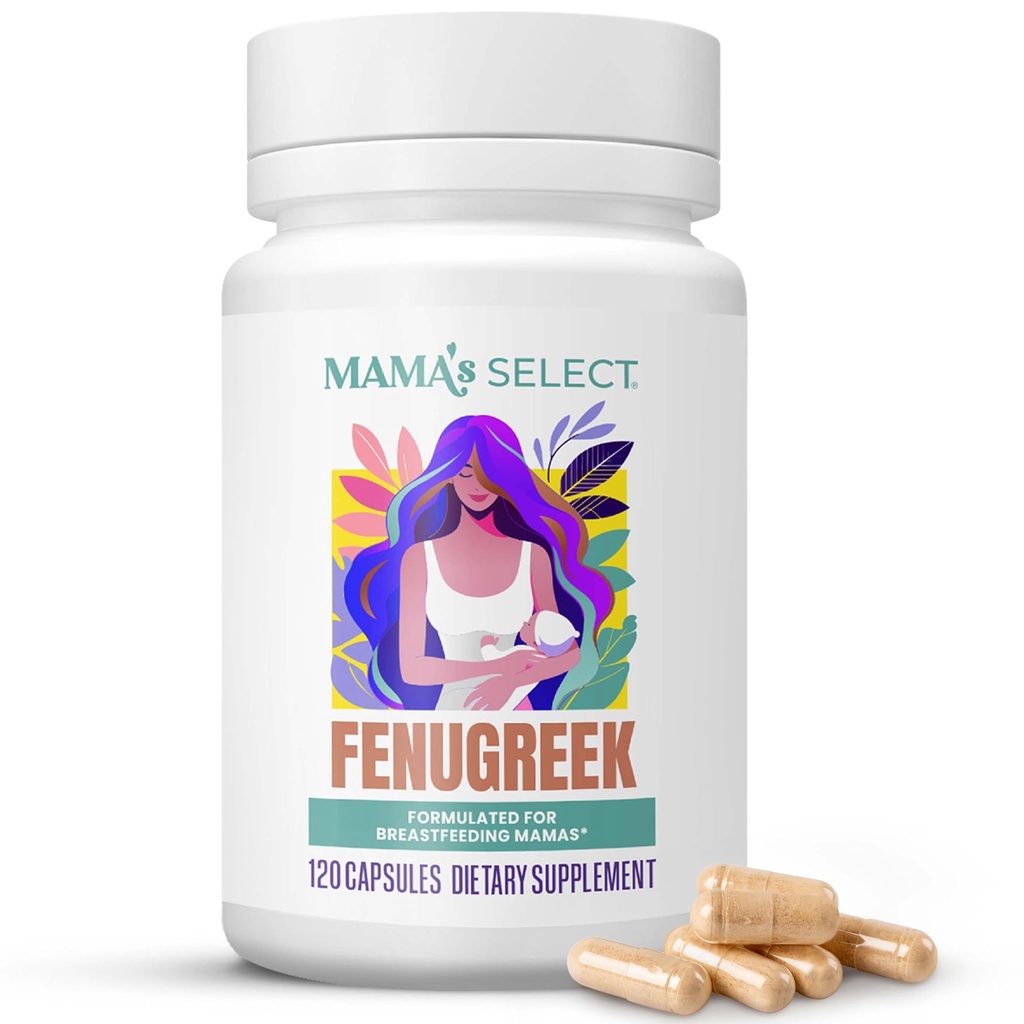 Mama 's Select Organic Fenugreek Capsules - Natural Herbal Amning Supplement til Boost Milk Supply, Vegansk fordøjelsesmedicin, Allergen- Free & Non- GMO, USA- Made for Amning Moms