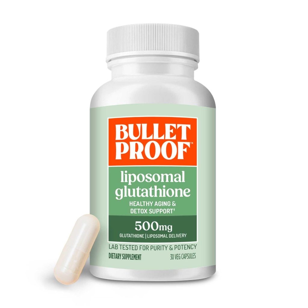 Bulletproof Liposomal Glutathione Force Antioxidant Kapsler, 30 Greve, supplement til lever sundhed og immunforsvar, 30 Servere